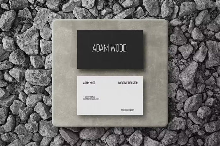 Business Card On Stone Background