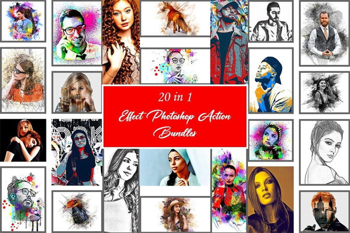 20 in 1 Effect Photoshop Action Bundles
