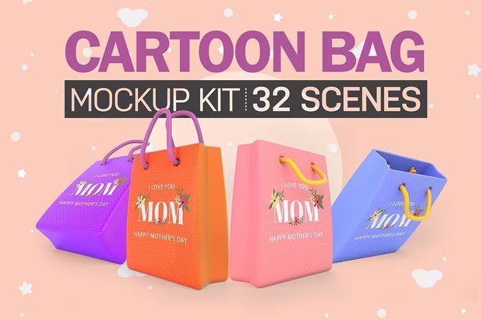 32 Cartoon Bag Mockups