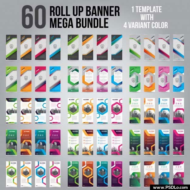 60 Bundle of 4 Different Color Business Roll-Up