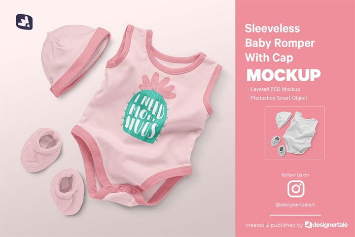 Baby Romper With Cap Mockup