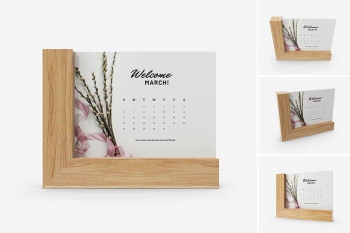 Calendar Mockup Wooden Frame