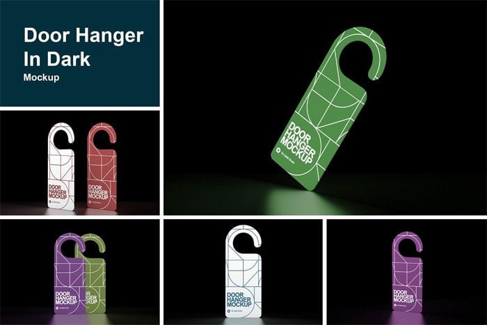 Door Hanger In Dark Mockup