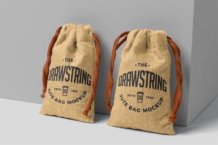 Drawstring Jute Bag Mockups
