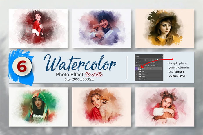 Watercolor Photo Effect Template