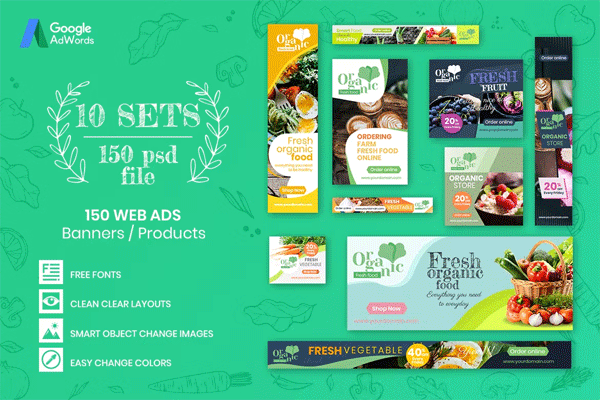 150 Web Ad Banners Organic