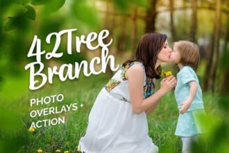 42 Green Tree Branch Overlays