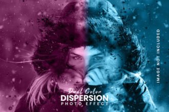 Dual Color Dispersion Photo Effect Mockup