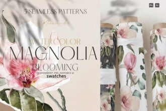 Magnolia Flowers Seamless Pattern