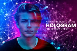 Hologram Photoshop Effect Mockup