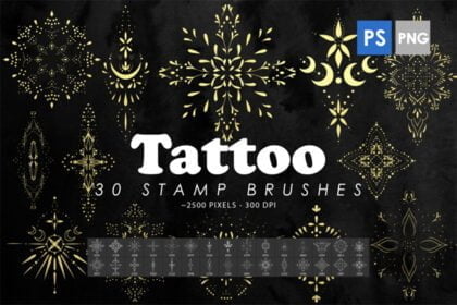 30 Tattoo Ornament Photoshop Stamp Brushes