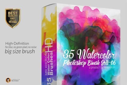 35 Hi-Res Water Color PS Brush Set 6