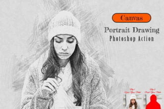 Canvas Portrait Drawing PS Action
