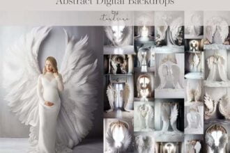 23 White Wing Abstract Digital Backdrops
