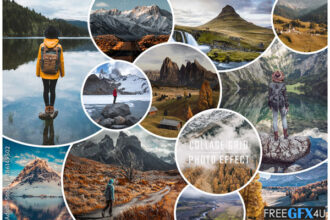 Photo Collage Circle Frame Mockup
