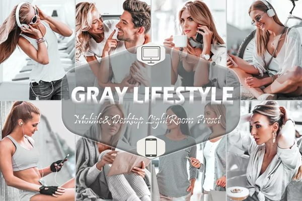 12 Gray Lifestyle Mobile & Desktop Lightroom Presets