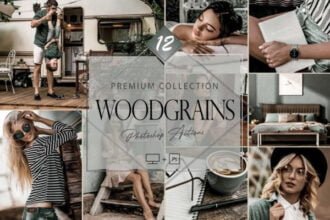 12 Photoshop Actions Woodgrains