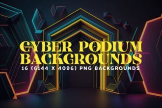 16 Cyber Podium Backgrounds in 6K