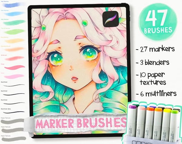 40 Copic inspired Marker Brush Set