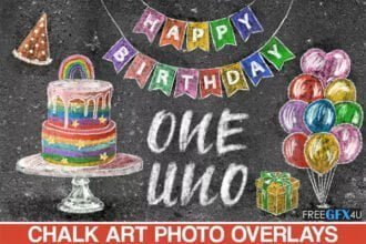 Birthday Chalk Art Overlays