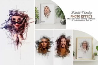 Editable Photo Watercolor Template