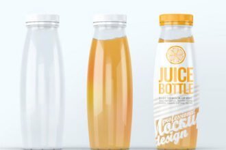 Plastic Juice Bottle Mockups