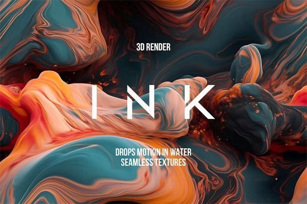 Seamless Texture Backgrounds With 3D Ink Drops in Water