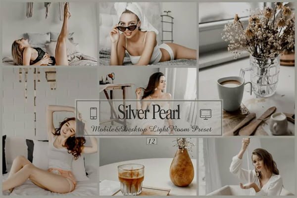 12 Silver Pearl Mobile & Desktop Lightroom Presets