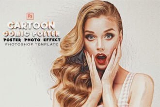 Template For Cartoon Comic Poster With Photo Effects