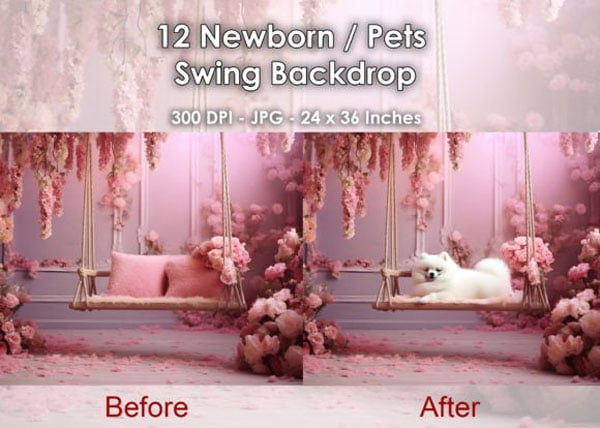 12 Newborn Pets Swing Backdrop