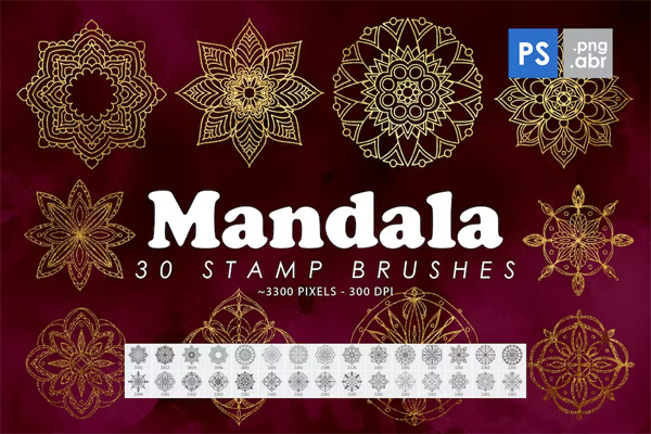 30 Mandala Photoshop Stamp Brushes