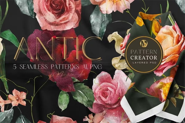 6 Antic Seamless Patterns