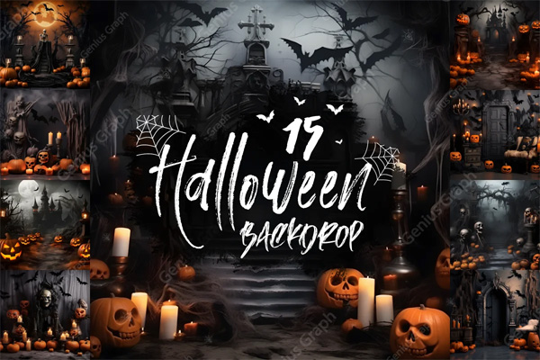 Halloween Digital Backdrops Bundle