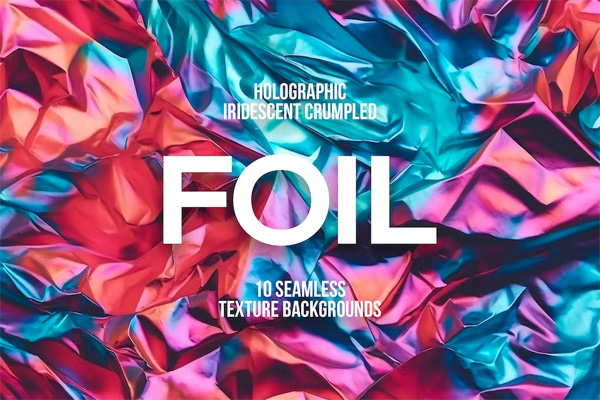 Iridescent Crumpled Foil Seamless Backgrounds
