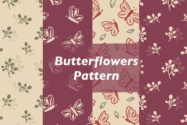 Pattern Butterfly Flower Seamless