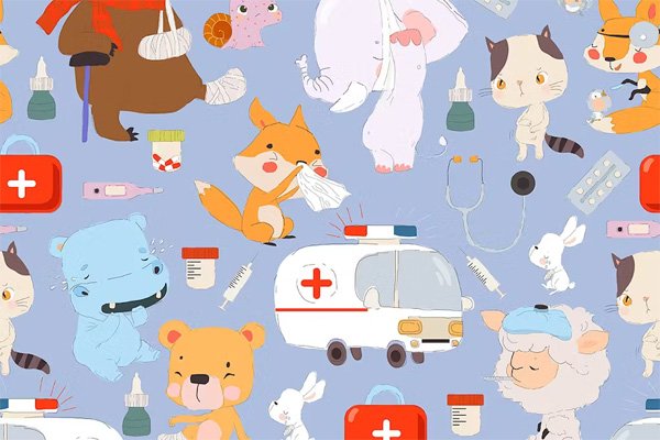 Vector Seamless Pattern with Sick Cartoon