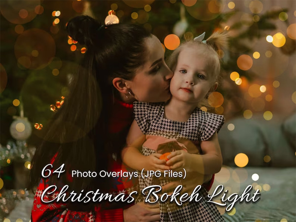 64 Christmas Bokeh Light Overlays