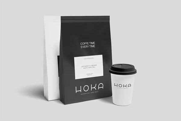 Coffee Bag and Coffee Cup Mockup