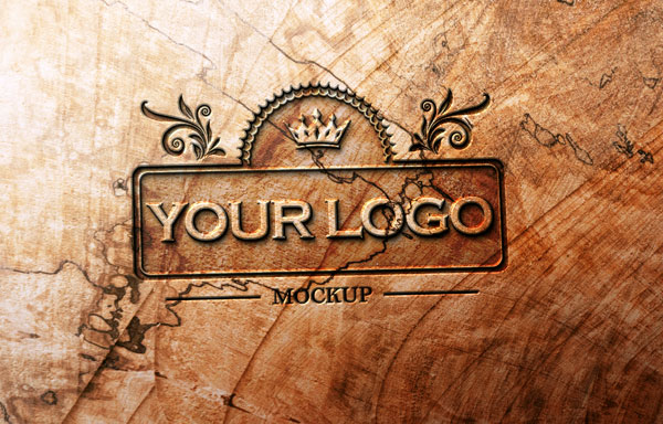 Realistic Wooden Logo Mockup