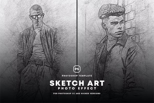 Sketch Art Photo Effect PSD Template