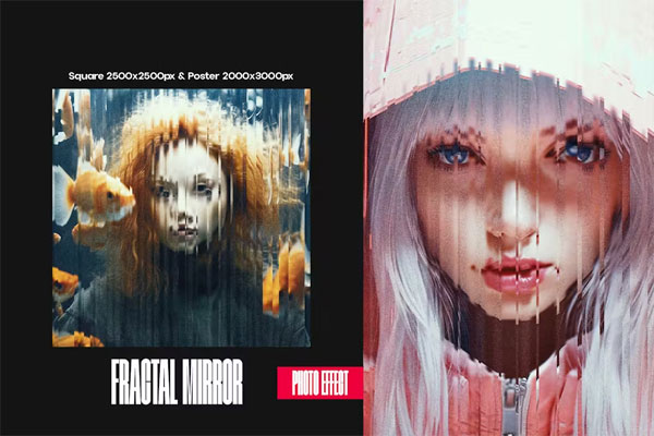 Square Photo Effect and Fractal Mirror Poster