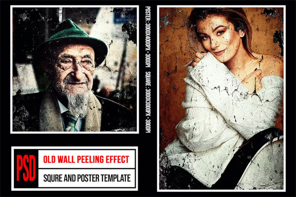 Square and Poster Old Wall Peeling Effects