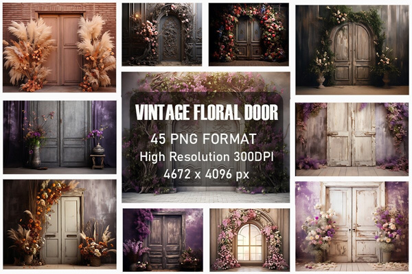 Vintage Floral Door Backdrops Bundle