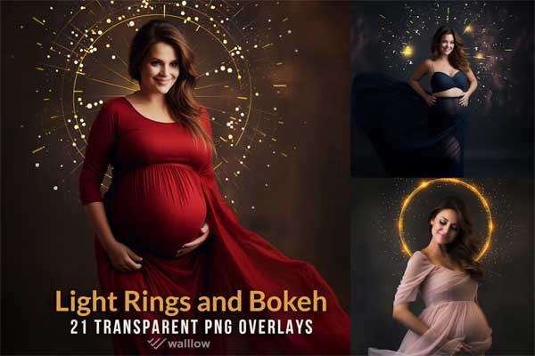 21 Maternity Gold Halo Light Ring Overlays PNG