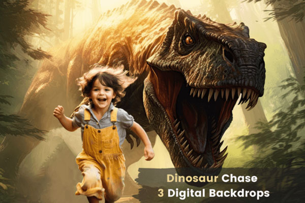 Dinosaur Chase Digital Backdrops