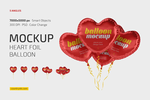 Heart Foil Balloon Mockup Set