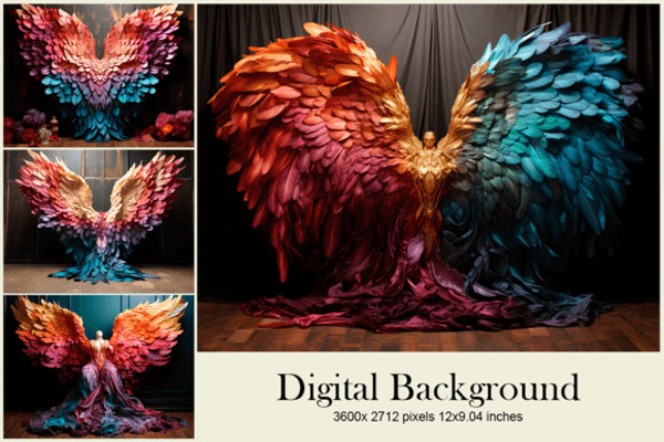 Wings Feather Studio Backdrop Overlays