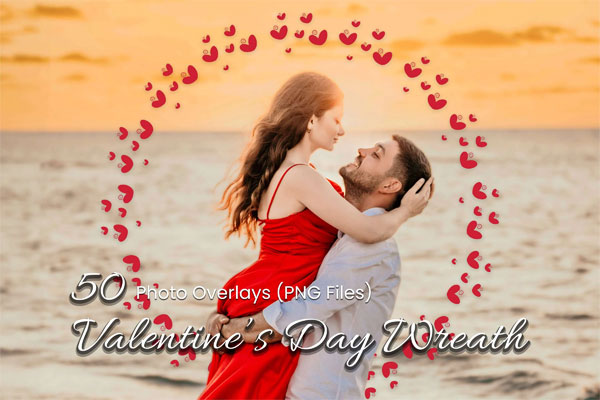 50 Valentine’s Day Wreath Overlays