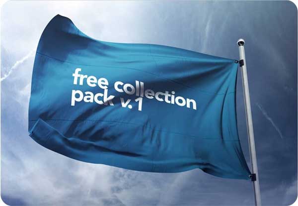 Advertisement Flag PSD Mockup