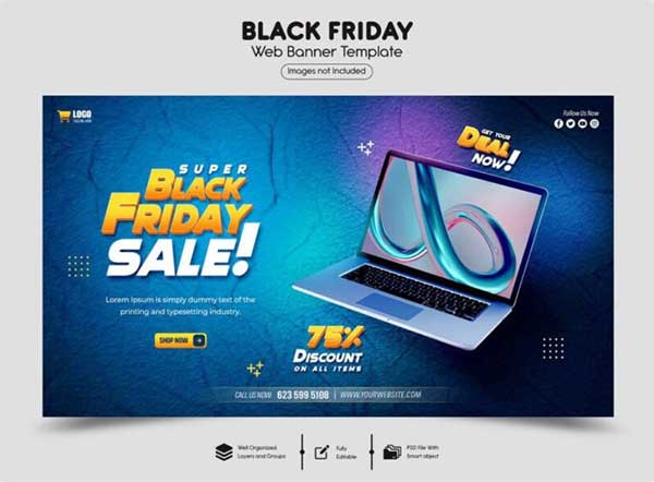 Black Friday Super Sale PSD Web Banner Template